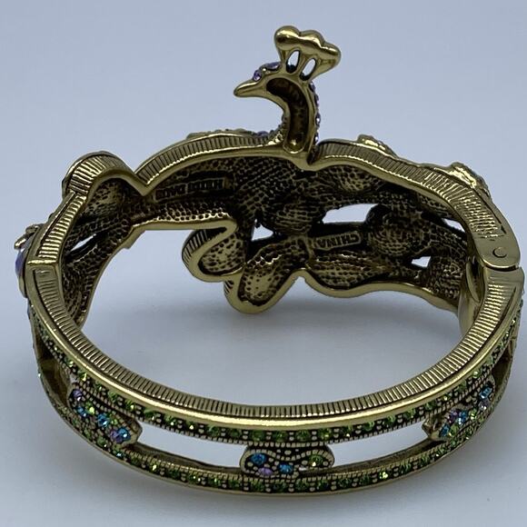 Heidi DAUS Sparkling Showoff PEACOCK BRACELET Clamper Bangle Crystal in Box - Picture 9 of 13